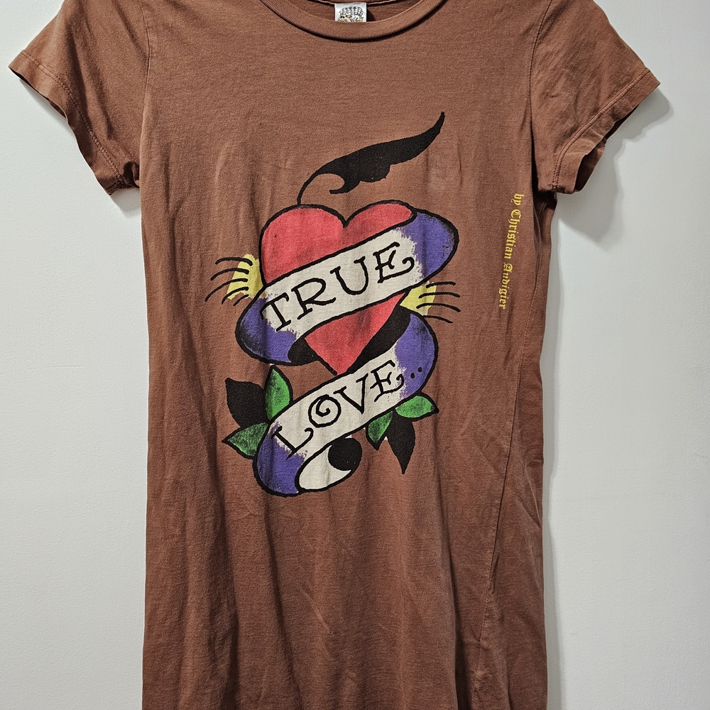 Women's Vintage Y2K Ed Hardy By Christian Audigier True Love Baby Doll Tee.